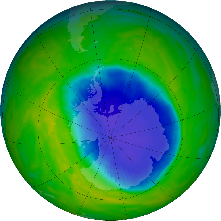 Antarctic ozone map for 11 November 1992